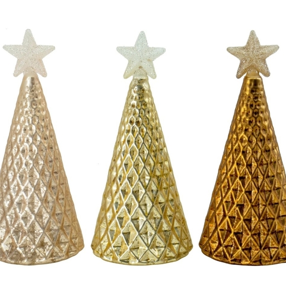 Red Co. Gold and Bronze Glass Star-Topped Trees. NEW. - Picture 2 of 7